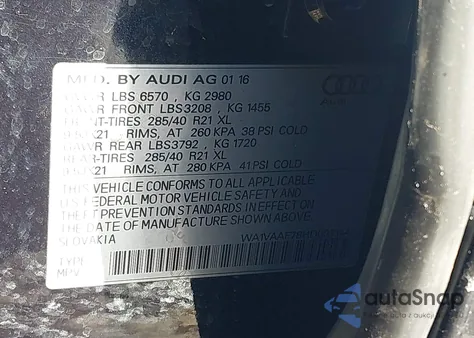 2017 Audi Q7 3.0T Premium z USA, uszkodzony, nr VIN WA1VAAF78HD007144
